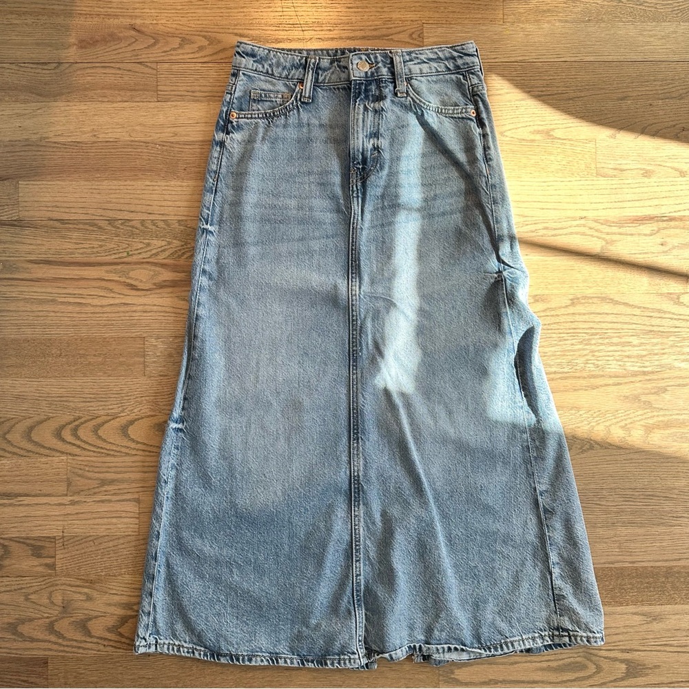 H&M Classic Blue Lightweight Denim Maxi Skirt